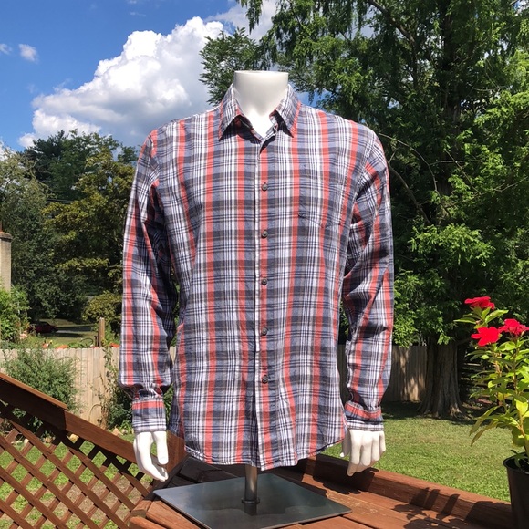 Wrangler Authentics 100% Cotton Long Sleeve Button Up Shirt Mens L - Picture 1 of 9